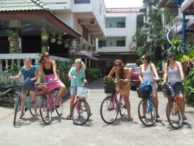 Anna's group during a bike tour in Phnom Penh, Cambodia.
